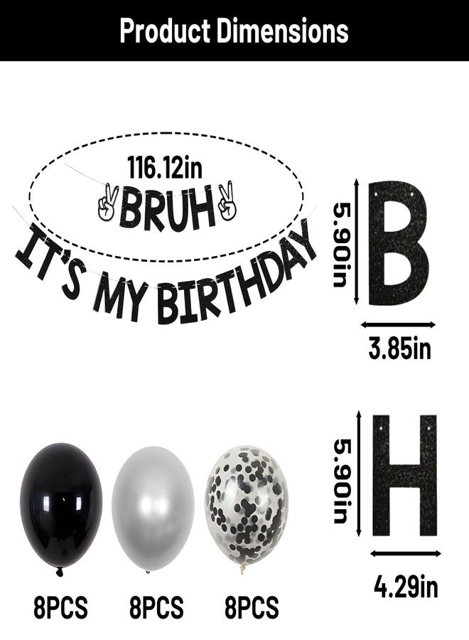 CZFSWT 25Pcs Bruh Its My Birthday Decorations, Happy Birthdays Banner, Boys Birthdays Party Decorations Suitable for Birthday Party Decoration, Photo Booth Background - Image 2
